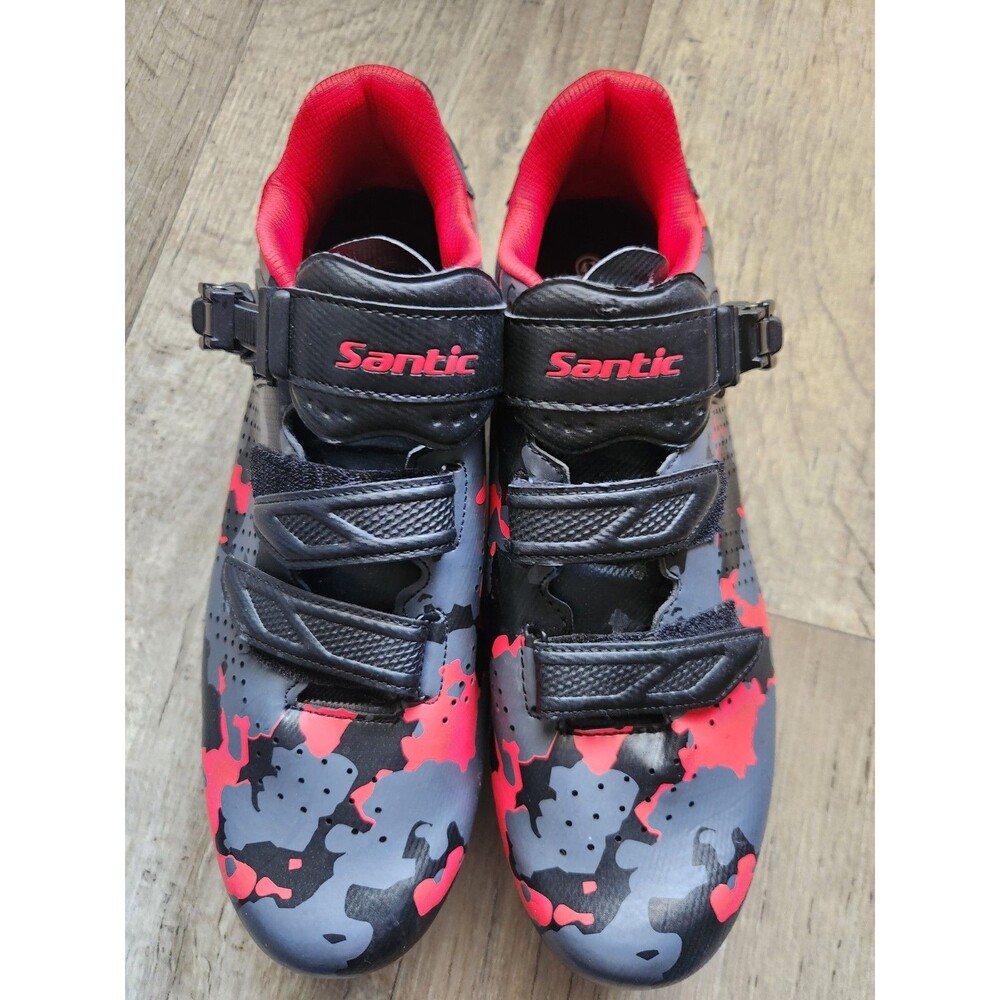 SANTIC Men's Road Bike Cycling Red Camouflage Self-lock Shoes Size 47 EU / 12 US